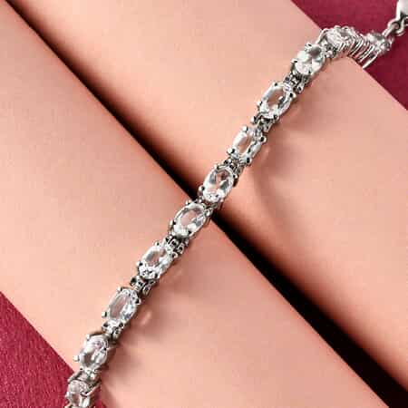 White Topaz Tennis Bracelet , White Topaz Bracelet , Line Bracelet , Stainless Steel Bracelet (7.25 In) 11.00 ctw image number 1