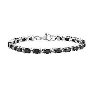 Natural Thai Black Spinel Tennis Bracelet , Black Spinel Bracelet , Line Bracelet , Stainless Steel Bracelet (7.25 In) 12.90 ctw