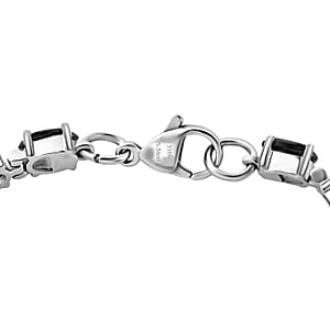 Natural Thai Black Spinel Tennis Bracelet , Black Spinel Bracelet , Line Bracelet , Stainless Steel Bracelet (7.25 In) 12.90 ctw