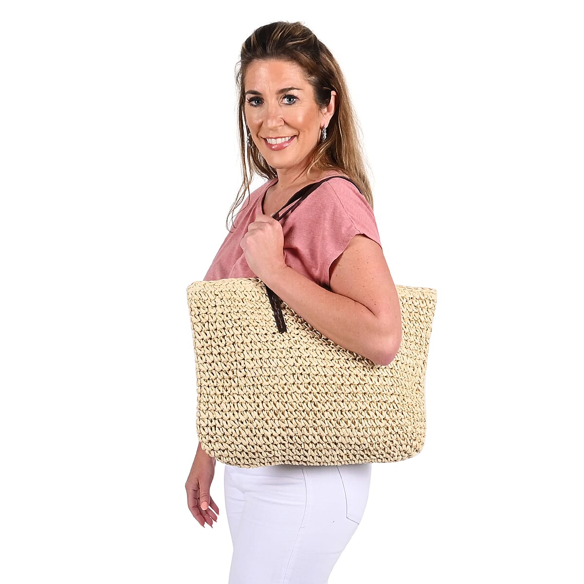 Urban Lux by TruCulture- Sam NC Natural Straw Tote (19"x9"x14") image number 1