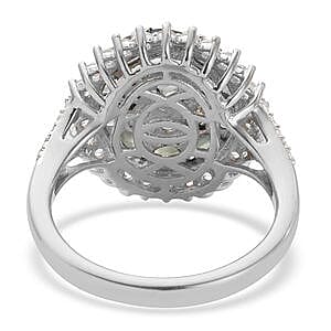 Alexandrite and Multi Gemstone 1.95 ctw Cluster Ring in Platinum Over Sterling Silver (Size 5.5)