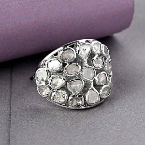 White Diamond 1.00 ctw Ring in Platinum Over Sterling Silver (Size 10)