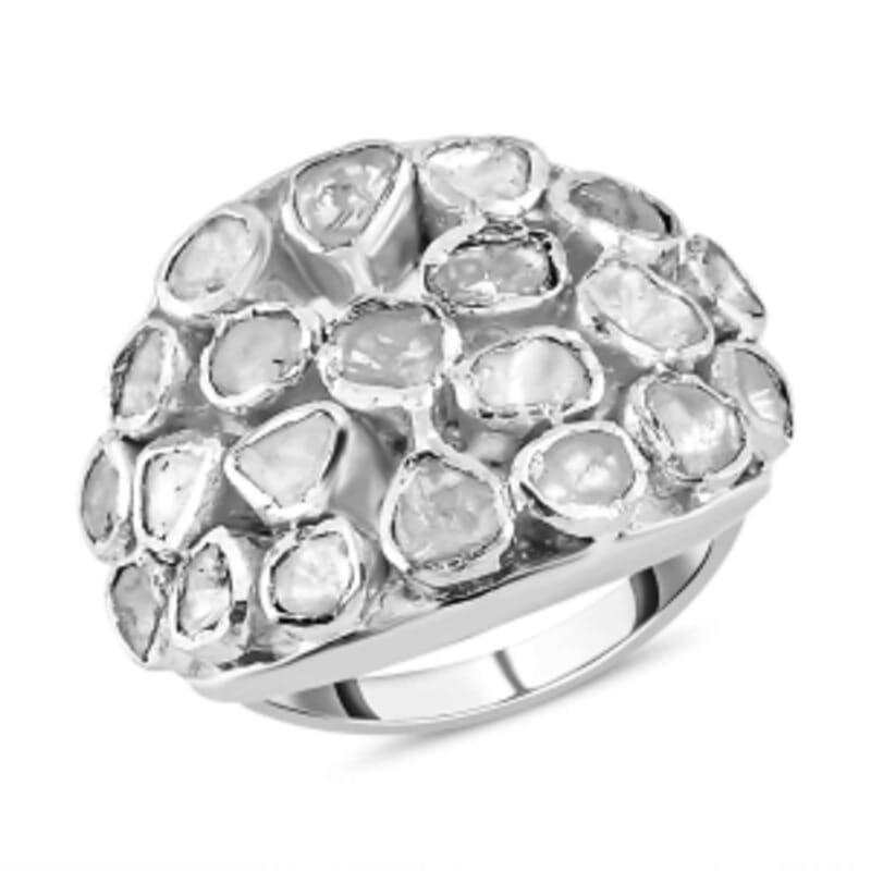 White Diamond 1.00 ctw Ring in Platinum Over Sterling Silver (Size 10)