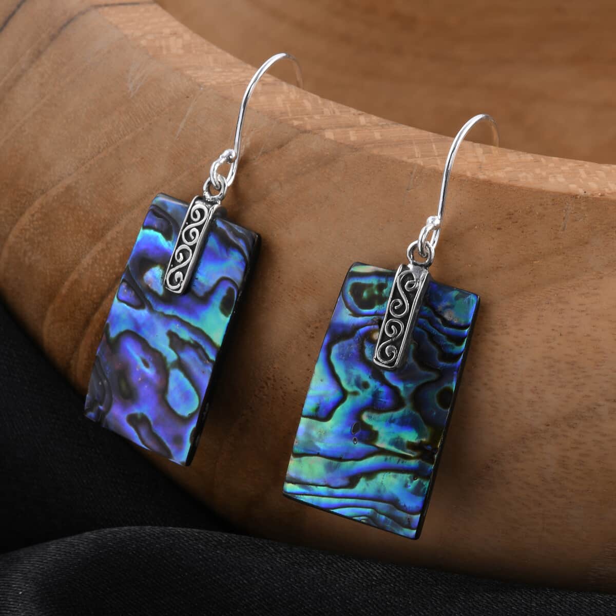 Abalone Shell Dangle Earrings in Sterling Silver image number 1