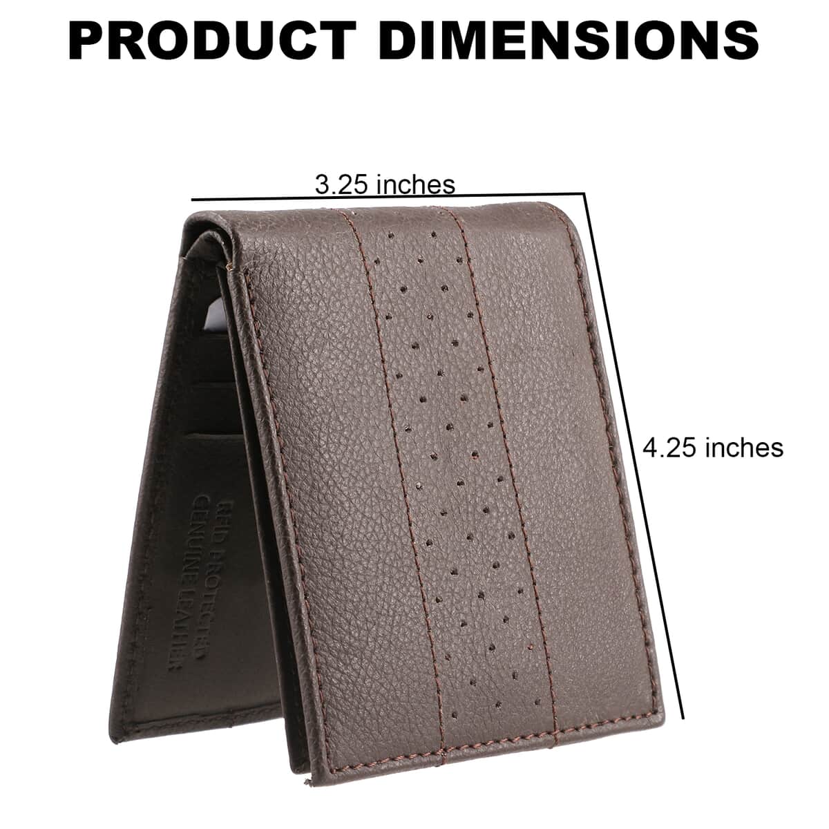 Father's Day Special Union Code Brown Genuine Leather RFID Protected Slim Minimalist Bifold Men's Wallet image number 3