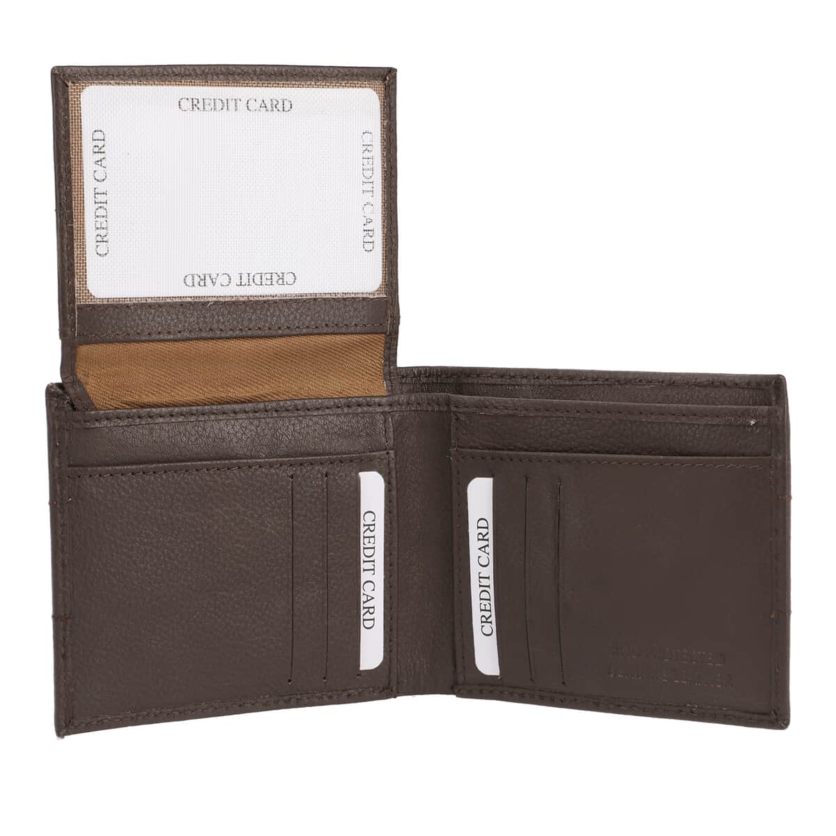 Father's Day Special Union Code Brown Genuine Leather RFID Protected Slim Minimalist Bifold Men's Wallet image number 4
