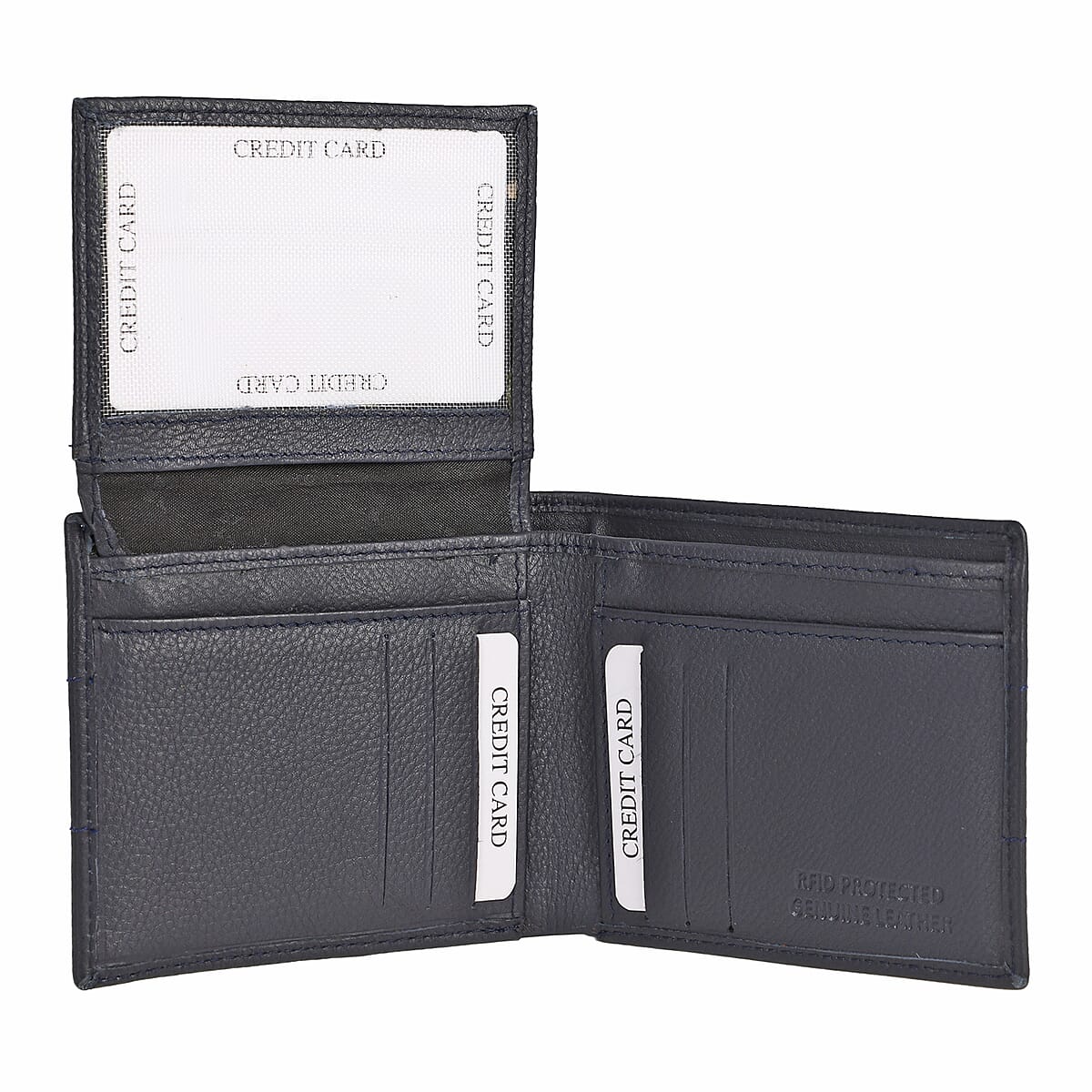 Union Code Navy Genuine Leather Bi Fold Men's RFID Wallet image number 4