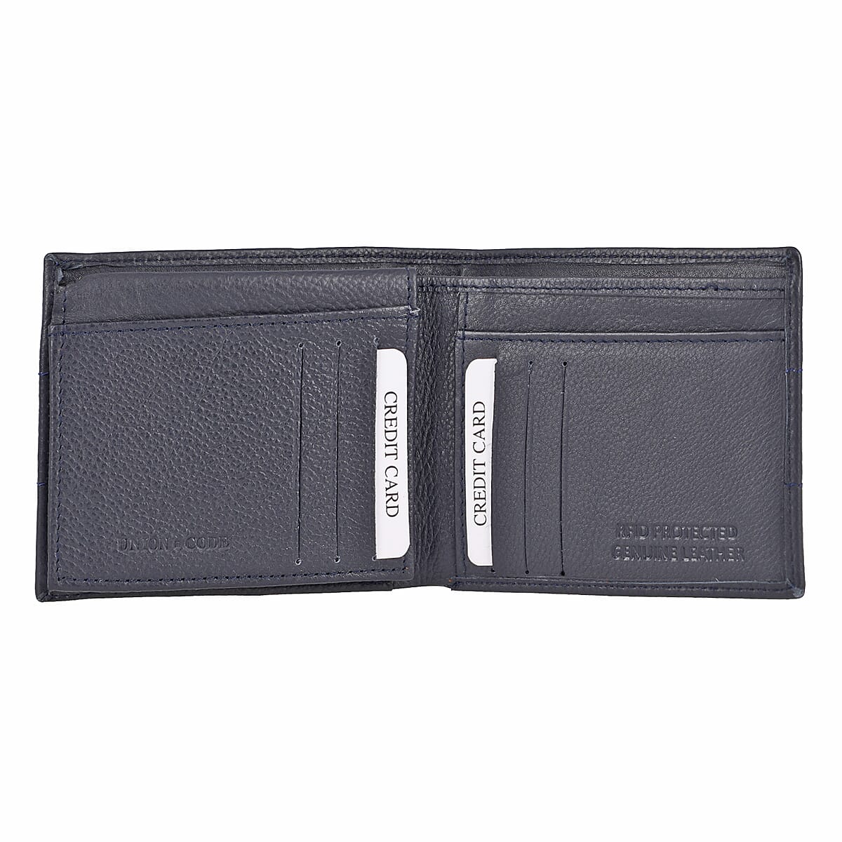 Union Code Navy Genuine Leather Bi Fold Men's RFID Wallet image number 6