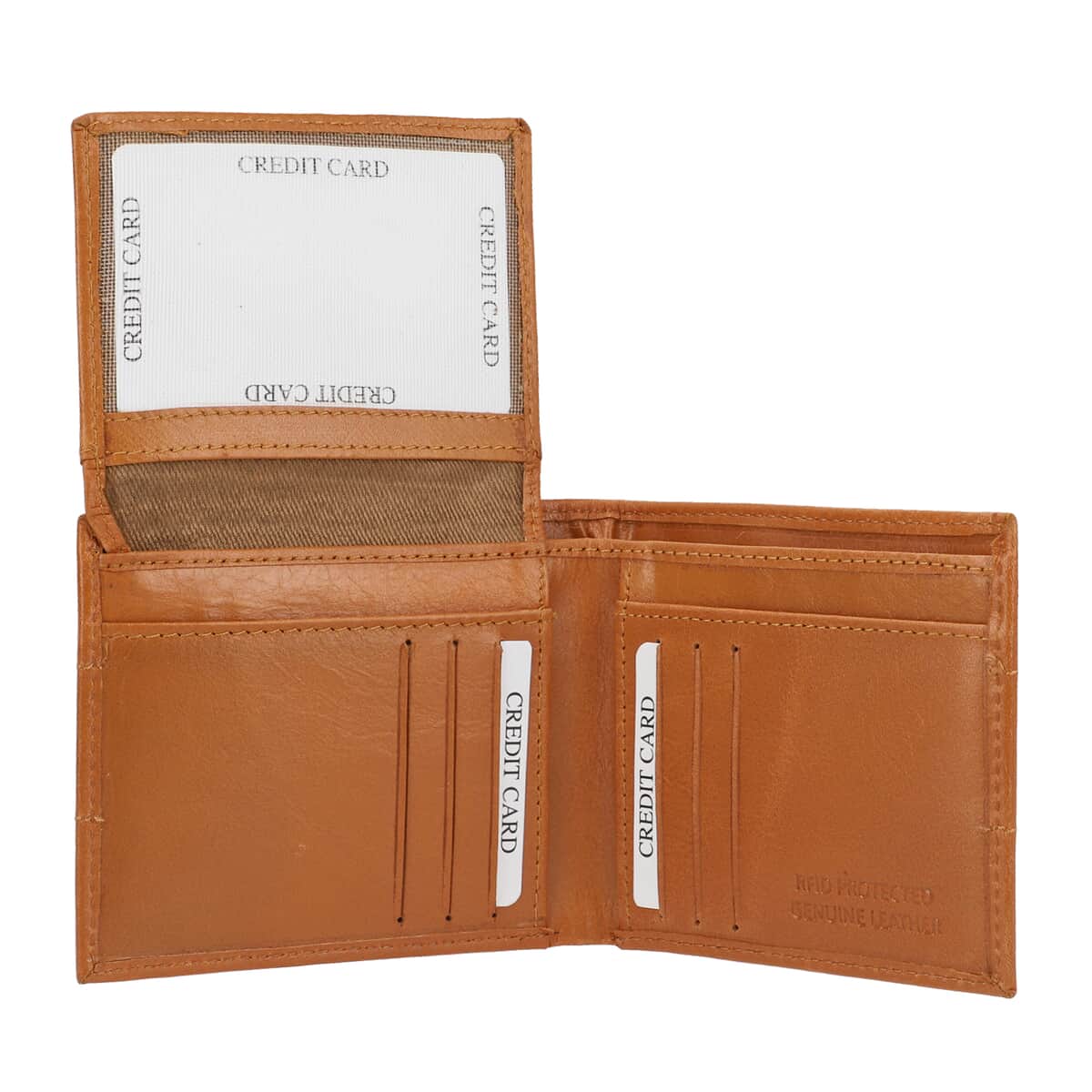 Union Code Tan Genuine Leather Bi Fold Men's RFID Wallet image number 4