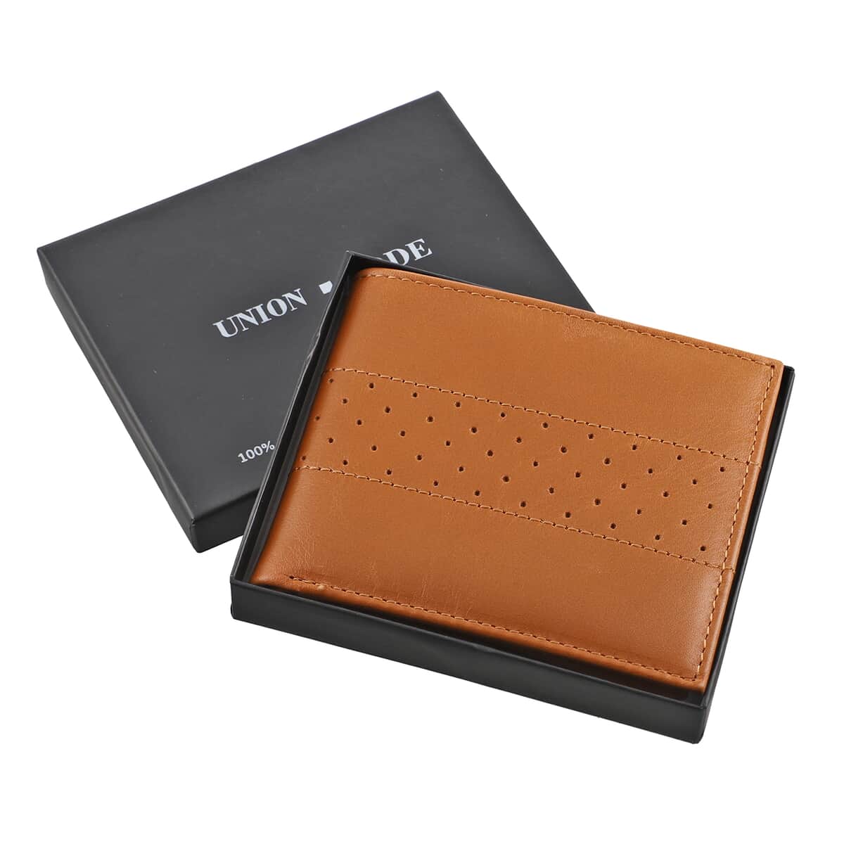 Union Code Tan Genuine Leather Bi Fold Men's RFID Wallet image number 5