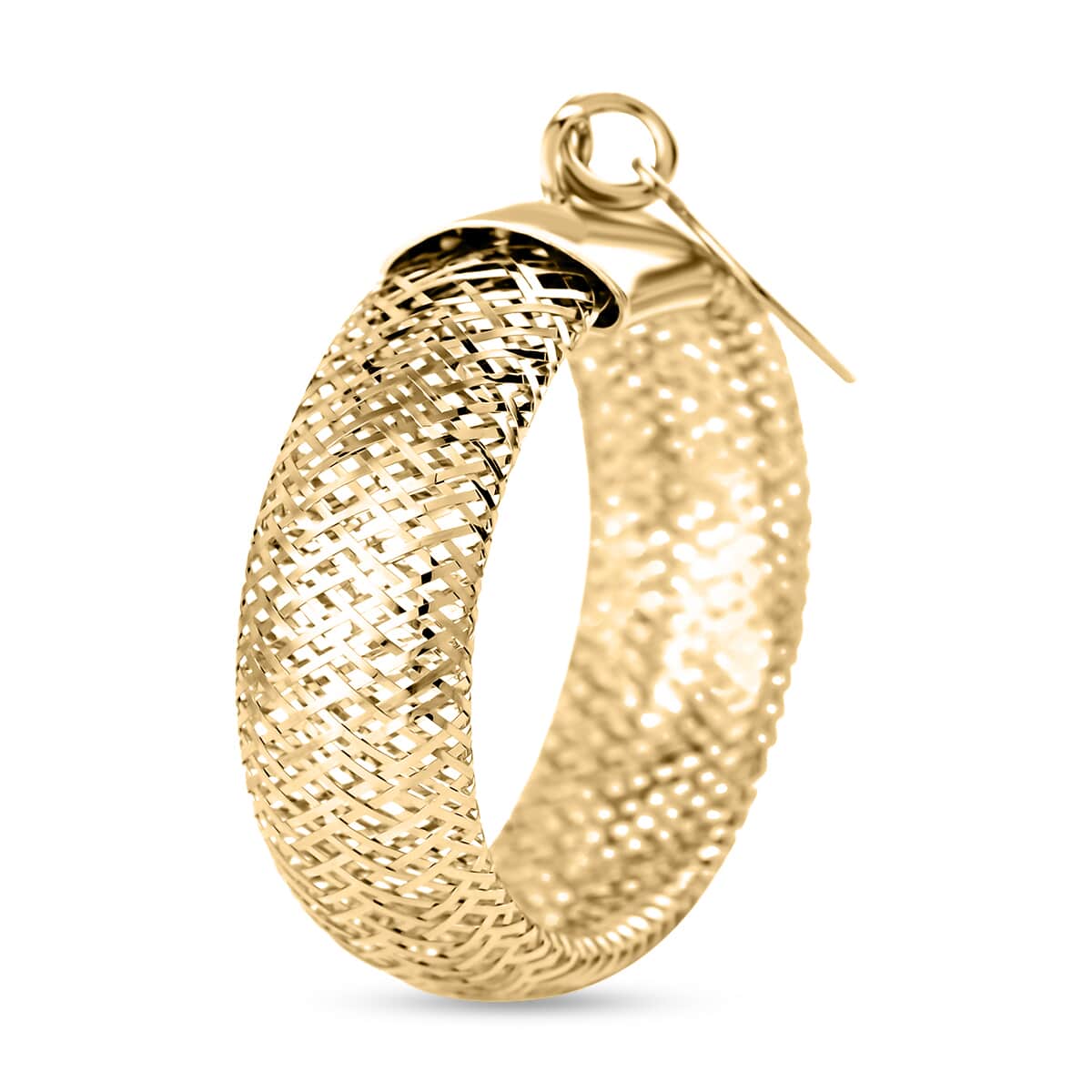 Maestro Gold Collection Italian 10K Yellow Gold Stretch Mesh Ring , Circle Charm Ring , Mesh Band Ring , Stretch Ring , Gold Band Ring (Size 9-12) image number 3