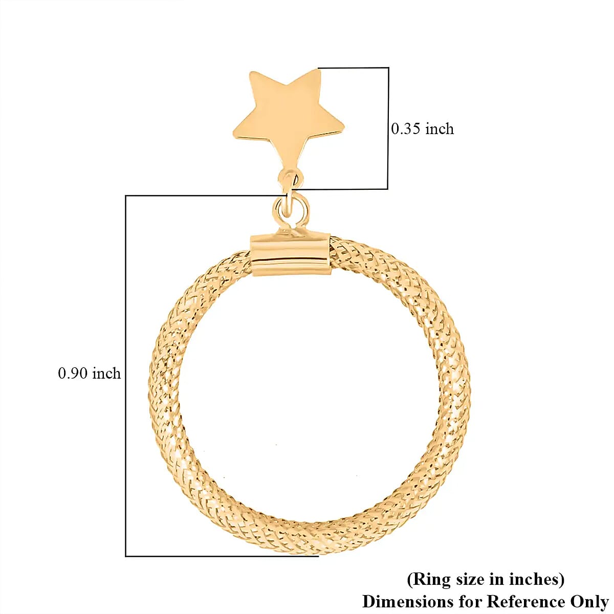 Maestro Gold Collection Stretch Mesh Ring in Italian 10K Yellow Gold, Star Charm Ring , Mesh Band Ring , Stretch Ring , Gold Band Ring (Size 5-9) image number 6