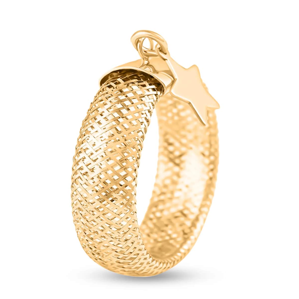Maestro Gold Collection Italian 10K Yellow Gold Stretch Mesh Ring , Star Charm Ring , Mesh Band Ring , Stretch Ring , Gold Band Ring (Size 9-12) image number 5