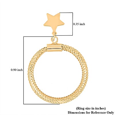 Maestro Gold Collection Italian 10K Yellow Gold Stretch Mesh Ring , Star Charm Ring , Mesh Band Ring , Stretch Ring , Gold Band Ring (Size 9-12)
