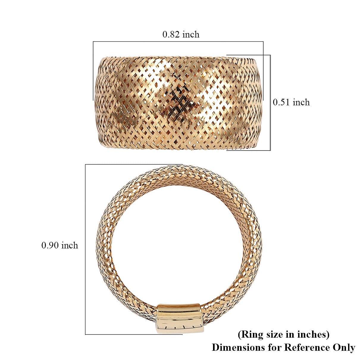 Maestro Gold Collection Italian 10K Yellow Gold Stretch Mesh Ring (Large) image number 4
