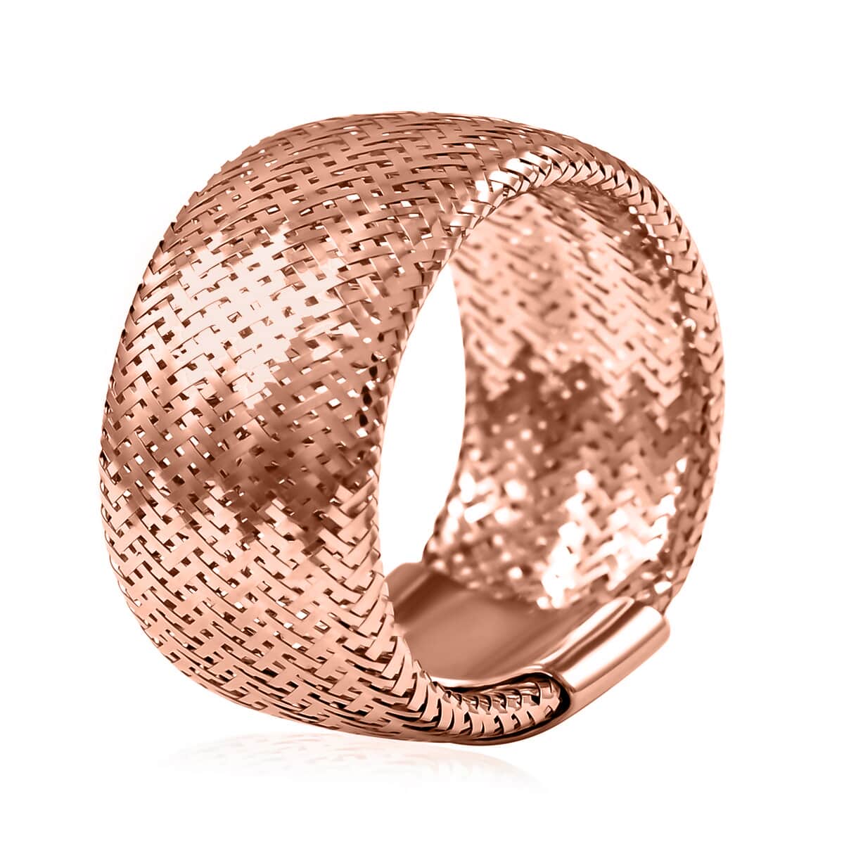 Maestro Gold Collection Italian 10K Rose Gold Stretch Mesh Ring (Medium) image number 3