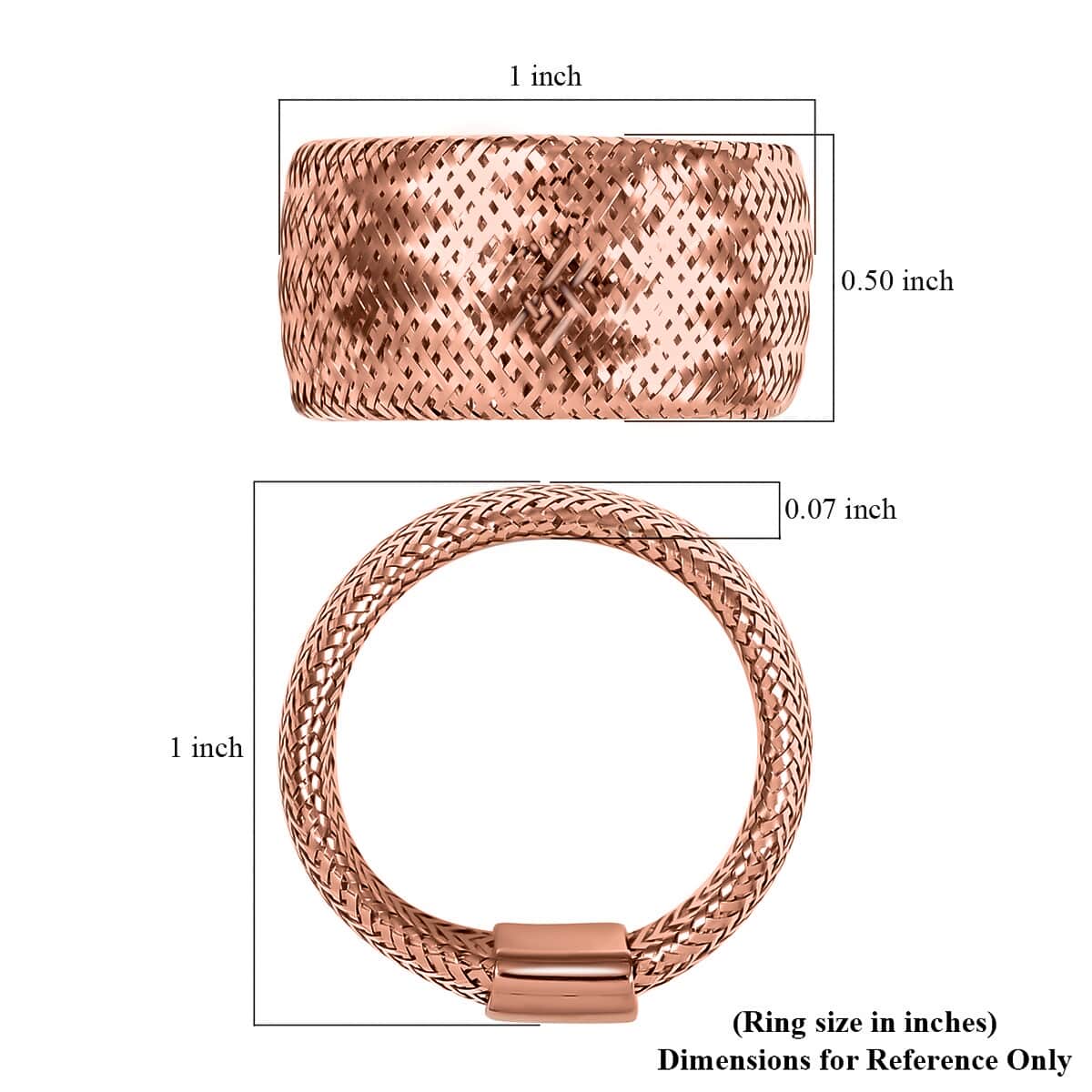 Maestro Gold Collection Italian 10K Rose Gold Stretch Mesh Ring (Medium) image number 4