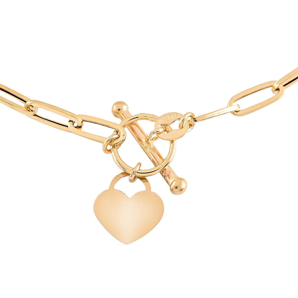 Venezia Italian 14K Yellow Gold 3.5mm Heart Toggle Paper Clip Bracelet (7.50 In) 1.90 Grams image number 1