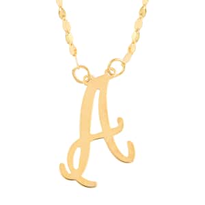Maestro Gold Collection Italian 10K Yellow Gold 1.2 mm Initial A Necklace 18 Inches 1.0 Grams