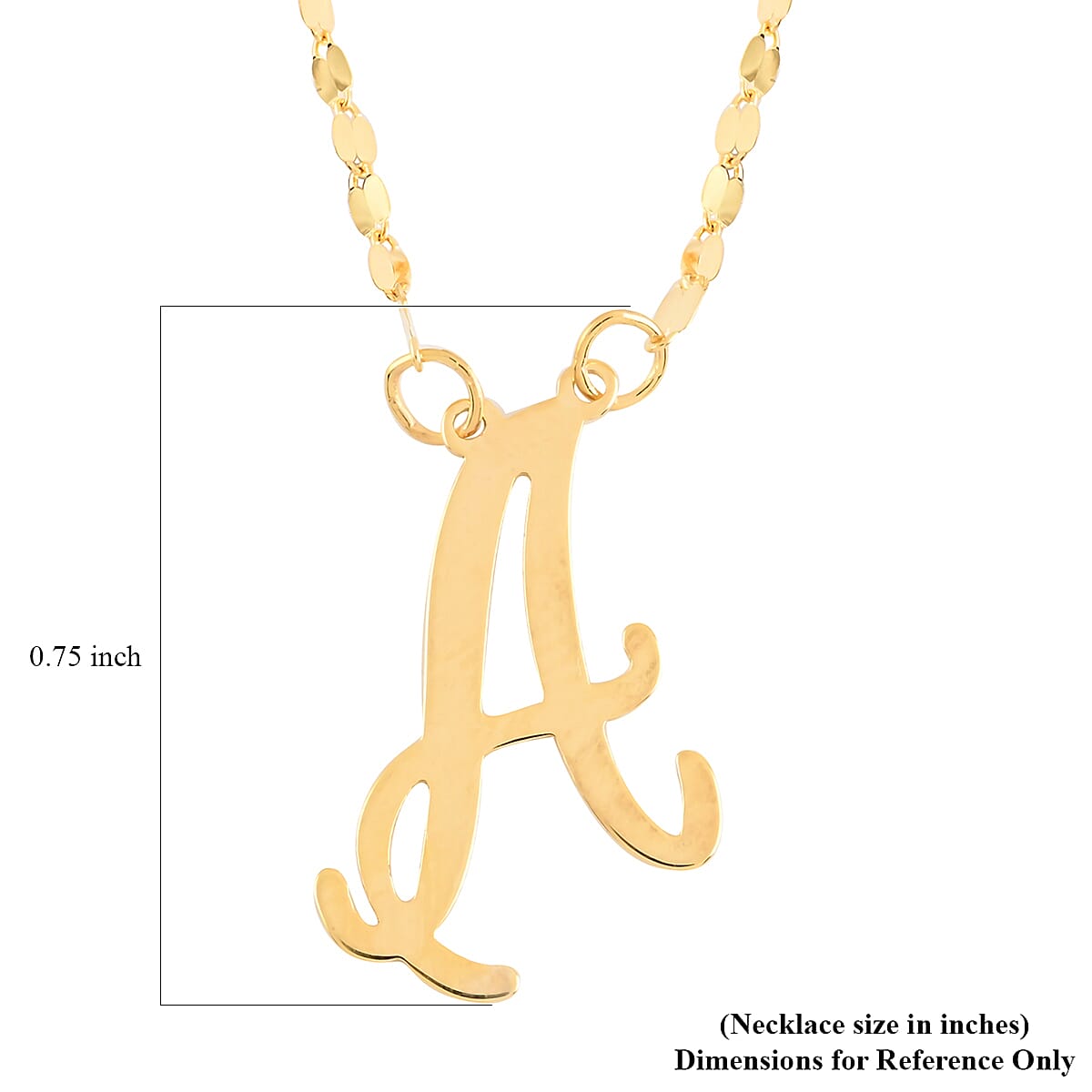 Maestro Gold Collection Italian 10K Yellow Gold 1.2 mm Initial A Necklace 18 Inches 1.0 Grams