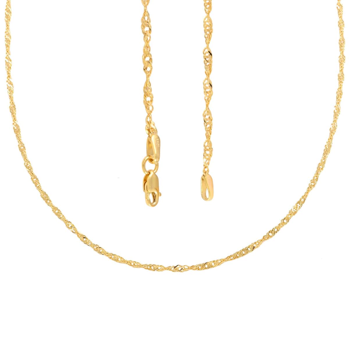 Maestro Gold Collection Italian 10K Yellow Gold 1.4mm Singapore Necklace 20 Inches image number 4