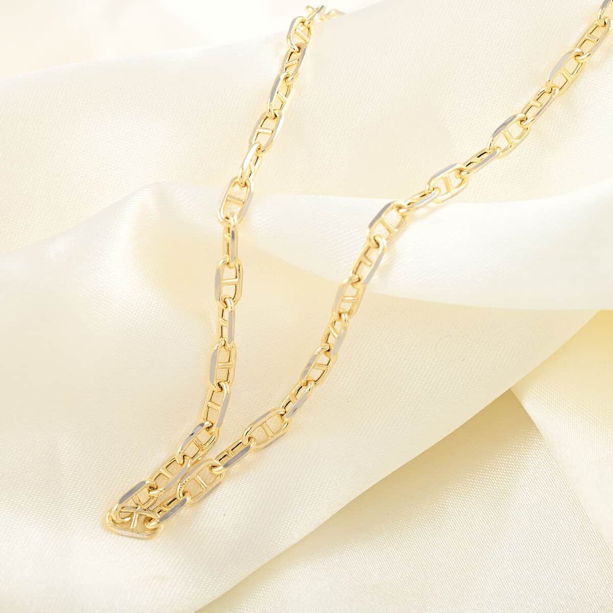 Maestro Gold Collection Italian 10K Yellow and White Gold 4mm Two-Tone Mariner Necklace 20 Inches 6.50 Grams image number 1