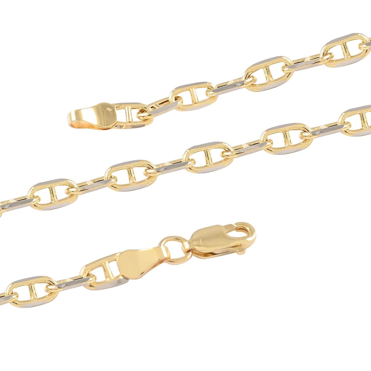 Maestro Gold Collection Italian 10K Yellow and White Gold 4mm Two-Tone Mariner Necklace 20 Inches 6.50 Grams image number 2