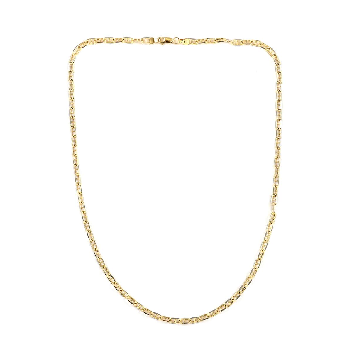 Maestro Gold Collection Italian 10K Yellow and White Gold 4mm Two-Tone Mariner Necklace 20 Inches 6.50 Grams image number 5
