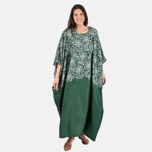 Tamsy Green Botanical Kaftan - One Size Fits Most