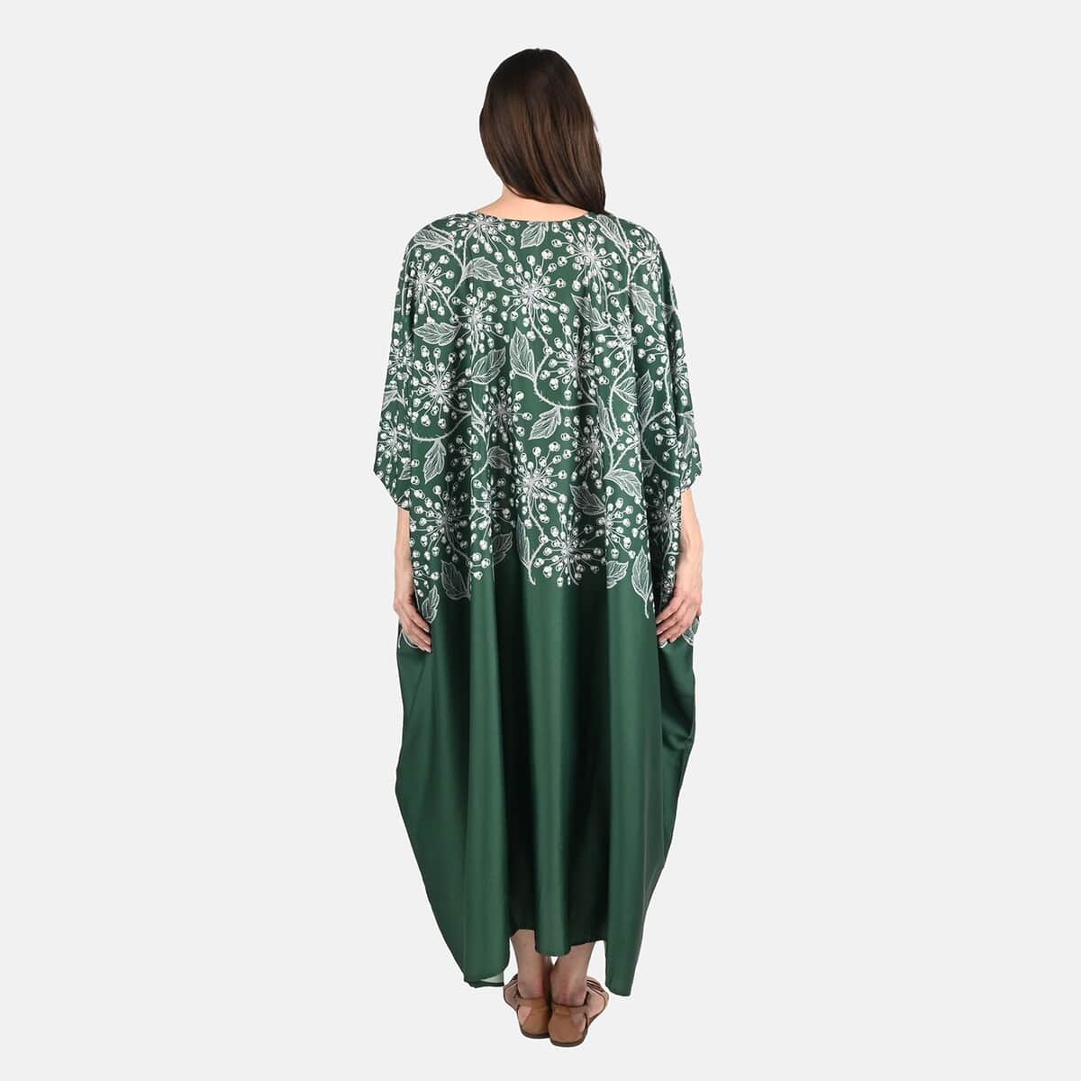 Tamsy Green Botanical Kaftan - One Size Fits Most image number 1