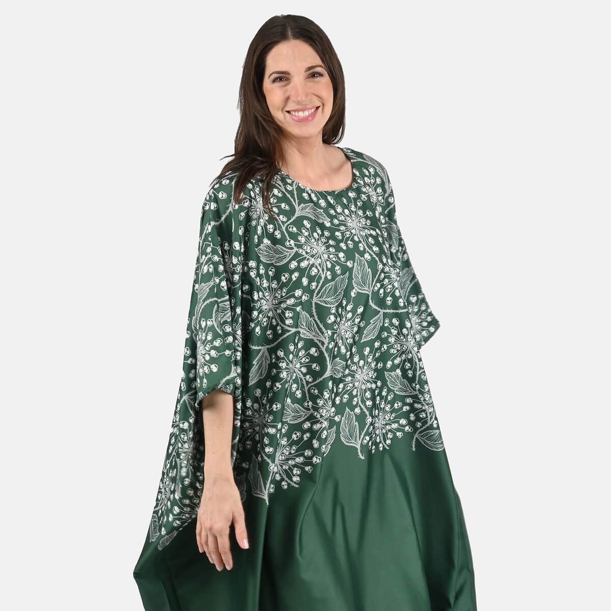 Tamsy Green Botanical Kaftan - One Size Fits Most image number 3