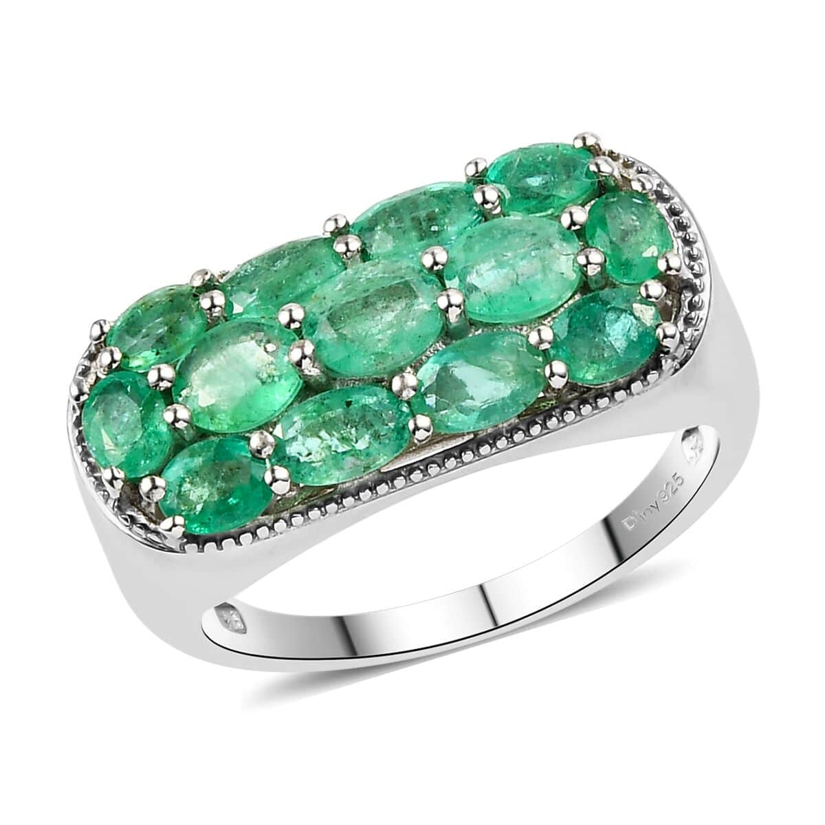 AAA Kagem Zambian Emerald Men's Ring in Platinum Over Sterling Silver (Size 11.0) 2.85 ctw image number 0