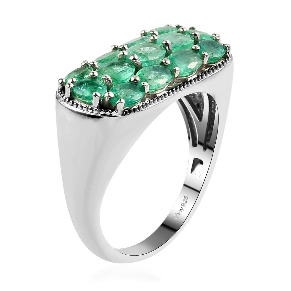 AAA Kagem Zambian Emerald Men's Ring in Platinum Over Sterling Silver (Size 11.0) 2.85 ctw image number 3