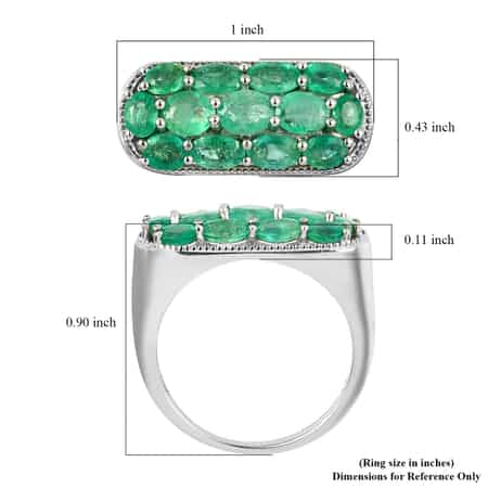 AAA Kagem Zambian Emerald Men's Ring in Platinum Over Sterling Silver (Size 11.0) 2.85 ctw image number 5