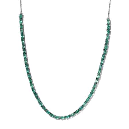 Boyaca Colombian Emerald Tennis Necklace 20 Inches in Platinum Over Sterling Silver 10.25 ctw image number 0