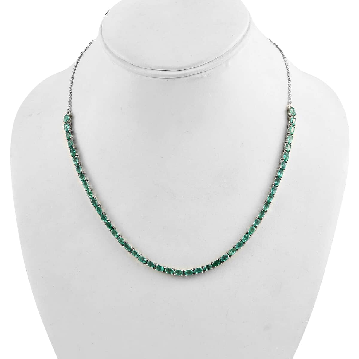 Boyaca Colombian Emerald Tennis Necklace 20 Inches in Platinum Over Sterling Silver 10.25 ctw image number 2