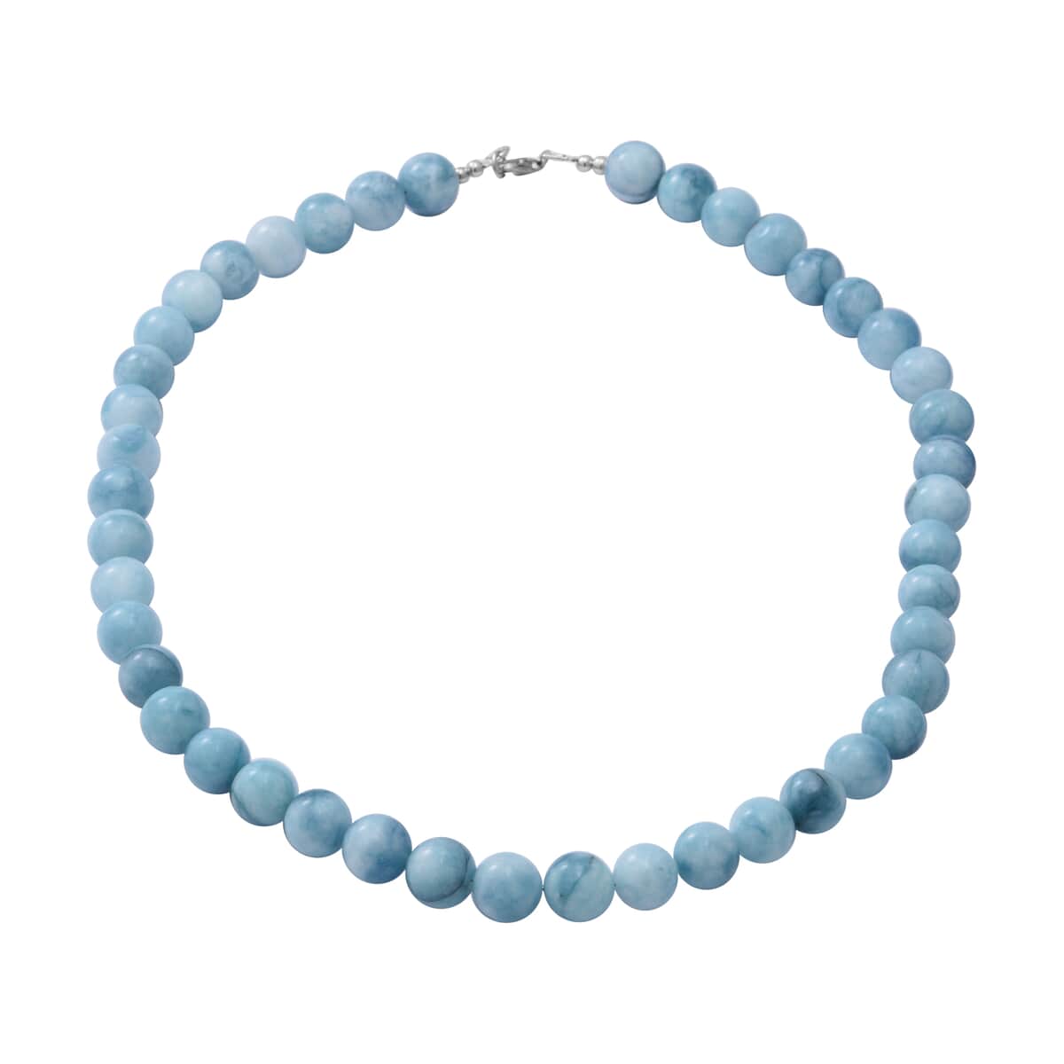 Blue Hemimorphite Beaded Necklace 18 Inches in Rhodium Over Sterling Silver 250.00 ctw image number 0