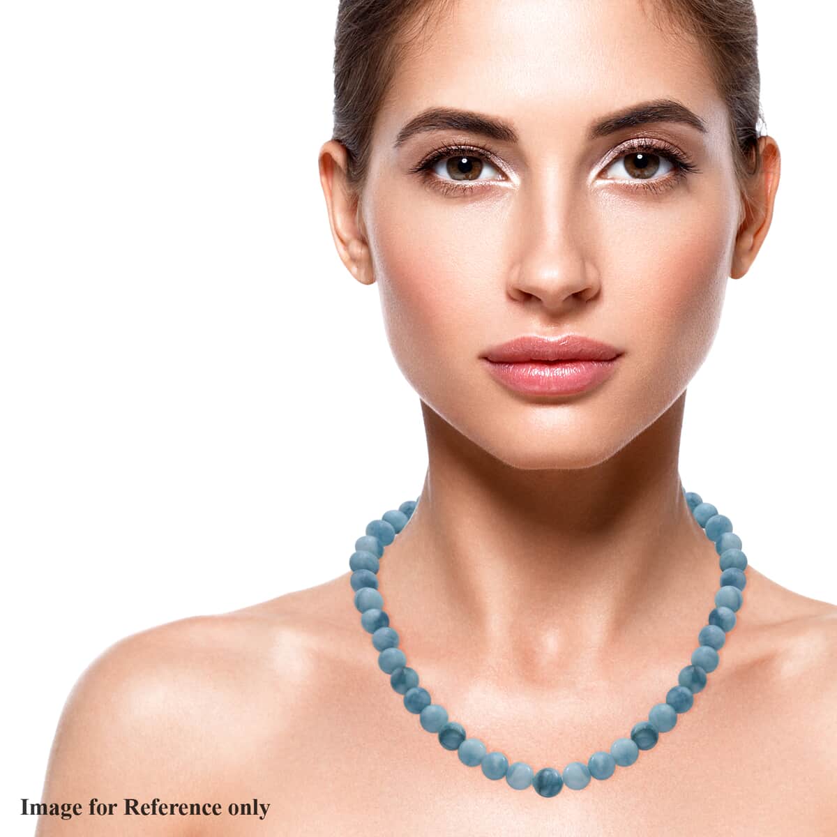 Blue Hemimorphite Beaded Necklace 18 Inches in Rhodium Over Sterling Silver 250.00 ctw image number 1