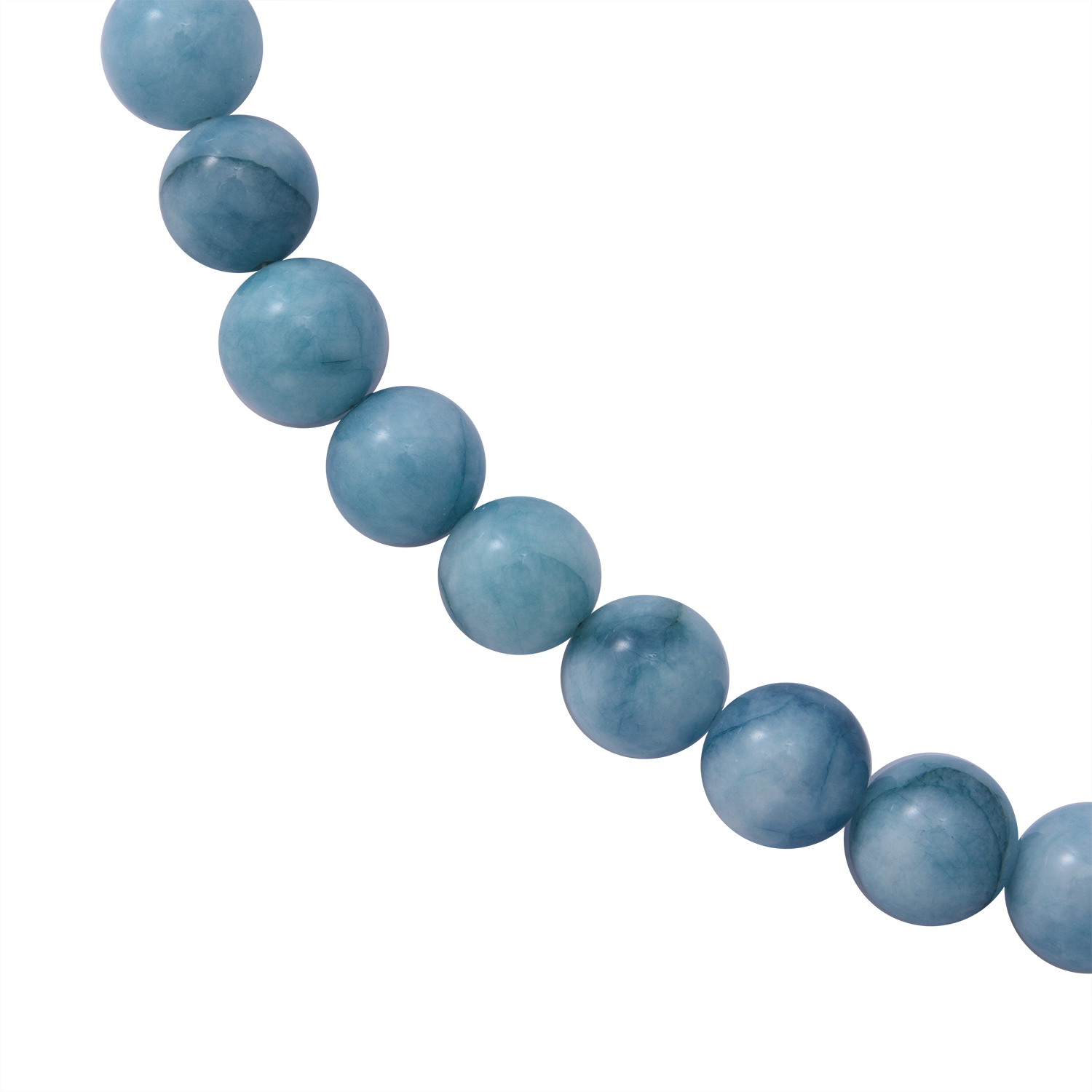 Blue Hemimorphite Beaded Necklace 18 Inches in Rhodium Over Sterling Silver 250.00 ctw
