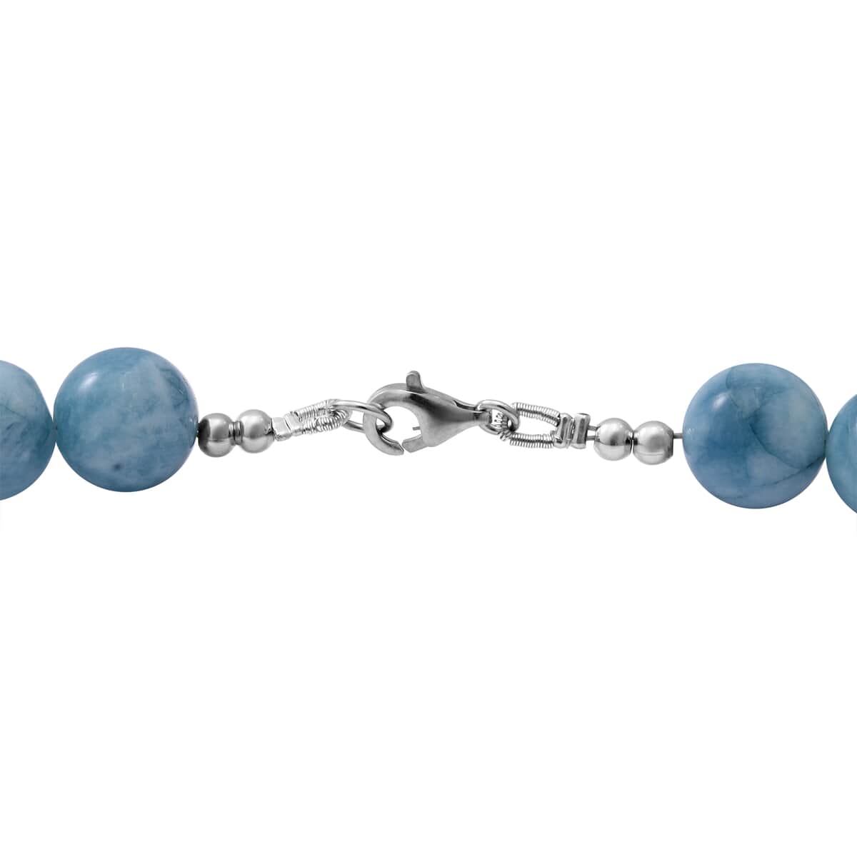 Blue Hemimorphite Beaded Necklace 18 Inches in Rhodium Over Sterling Silver 250.00 ctw image number 3