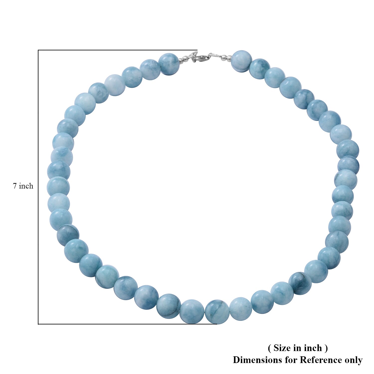 Blue Hemimorphite Beaded Necklace 18 Inches in Rhodium Over Sterling Silver 250.00 ctw