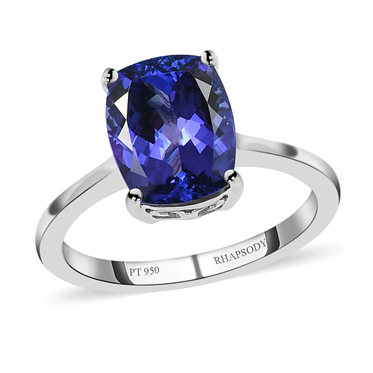 Rhapsody 950 Platinum AAAA Tanzanite Solitaire Ring (Size 5.5) 5.60 Grams 4.75 ctw image number 0