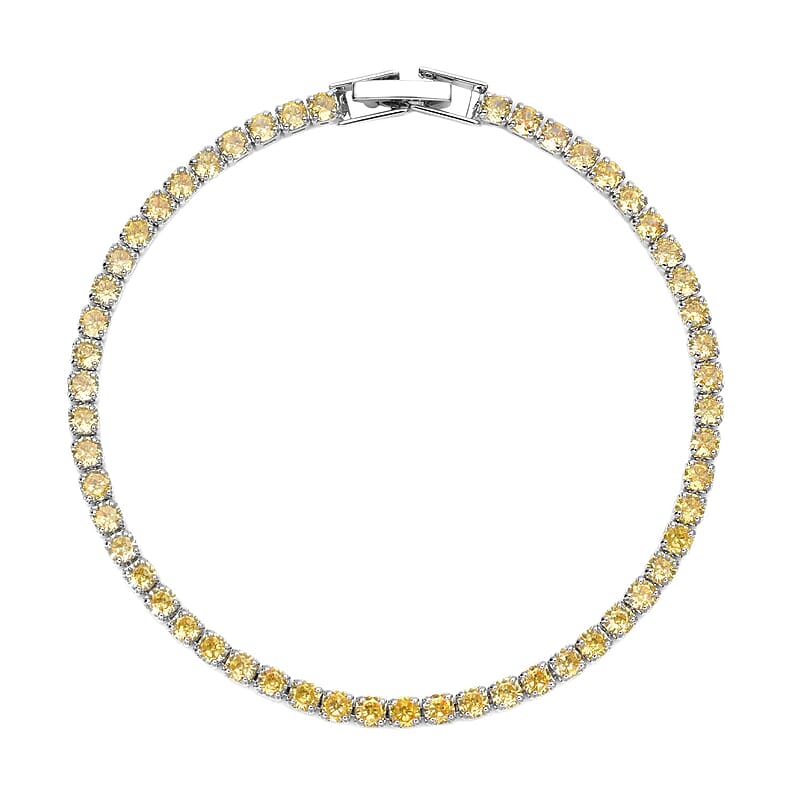 Simulated Yellow Diamond Tennis Bracelet in Silvertone (7.25 In) 8.00 ctw