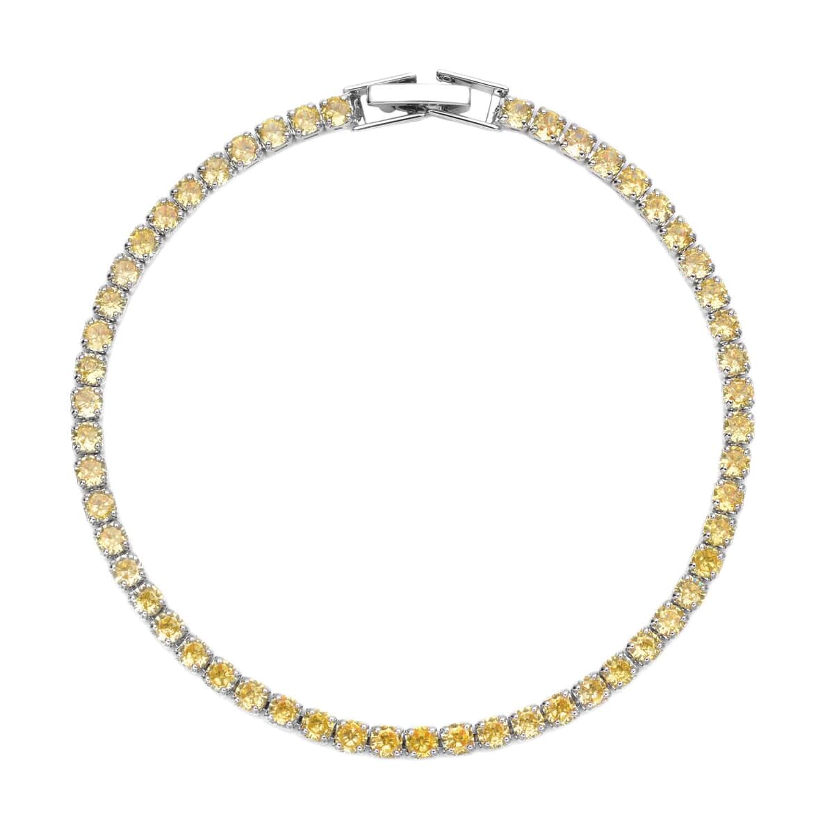 Simulated Yellow Diamond Tennis Bracelet in Silvertone (7.25 In) 8.00 ctw image number 0