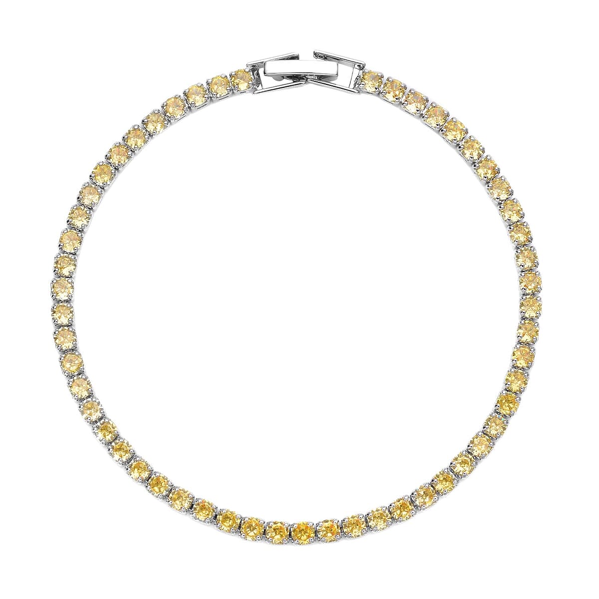 Simulated Yellow Diamond Tennis Bracelet in Silvertone (7.25 In) 8.00 ctw image number 0