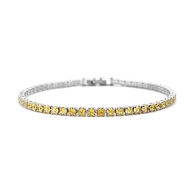 Simulated Yellow Diamond Tennis Bracelet in Silvertone (7.25 In) 8.00 ctw