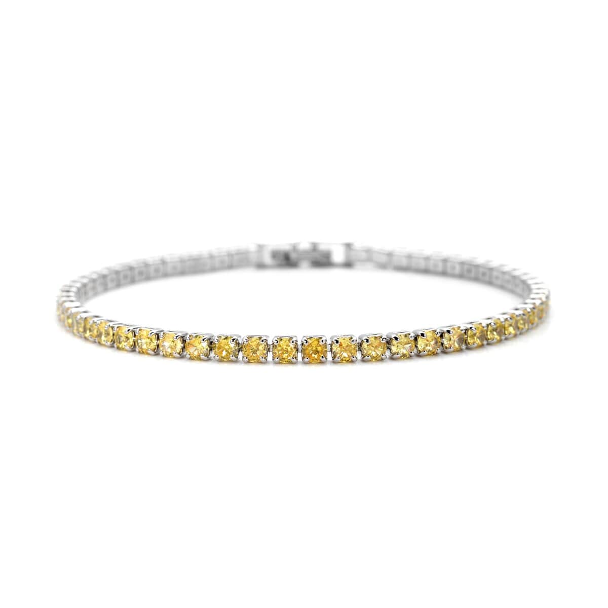 Simulated Yellow Diamond Tennis Bracelet in Silvertone (7.25 In) 8.00 ctw image number 2