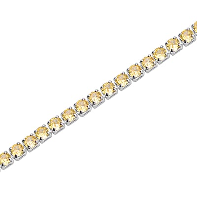 Simulated Yellow Diamond Tennis Bracelet in Silvertone (7.25 In) 8.00 ctw
