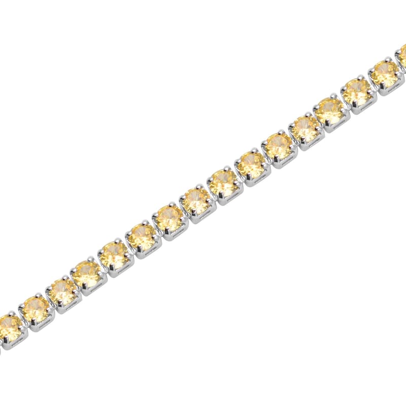 Simulated Yellow Diamond Tennis Bracelet in Silvertone (7.25 In) 8.00 ctw