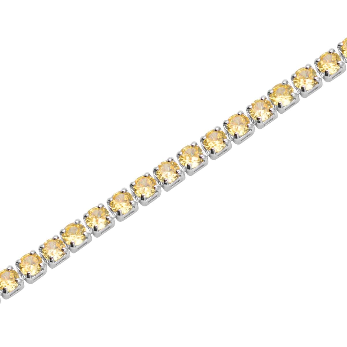 Simulated Yellow Diamond Tennis Bracelet in Silvertone (7.25 In) 8.00 ctw image number 3